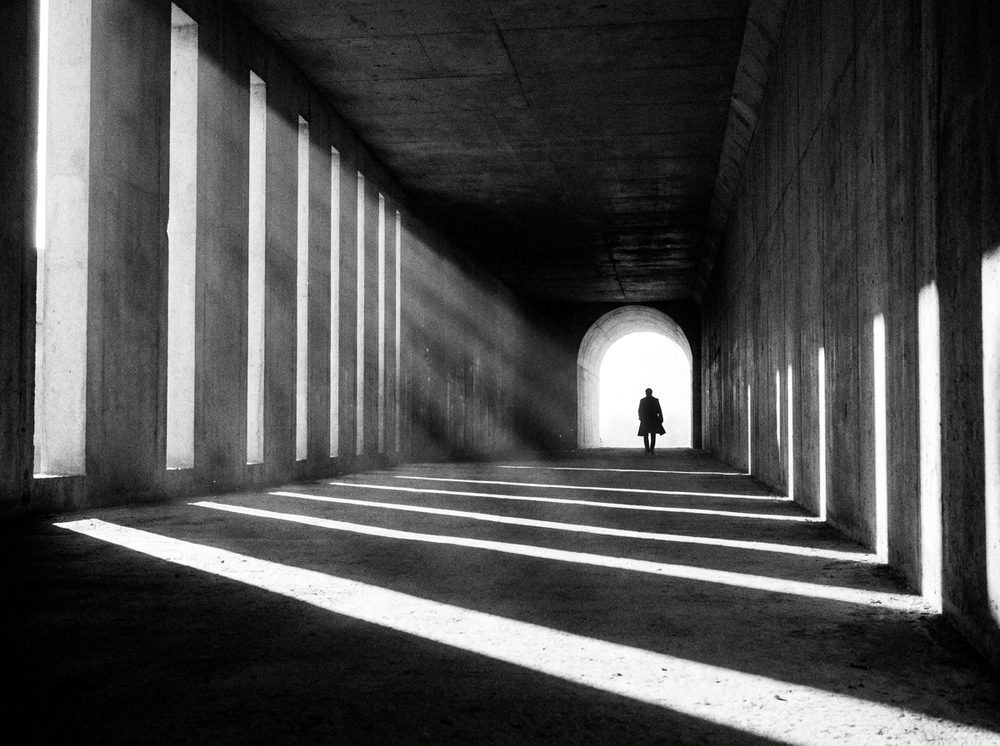 Décor noir et blanc cinématographique